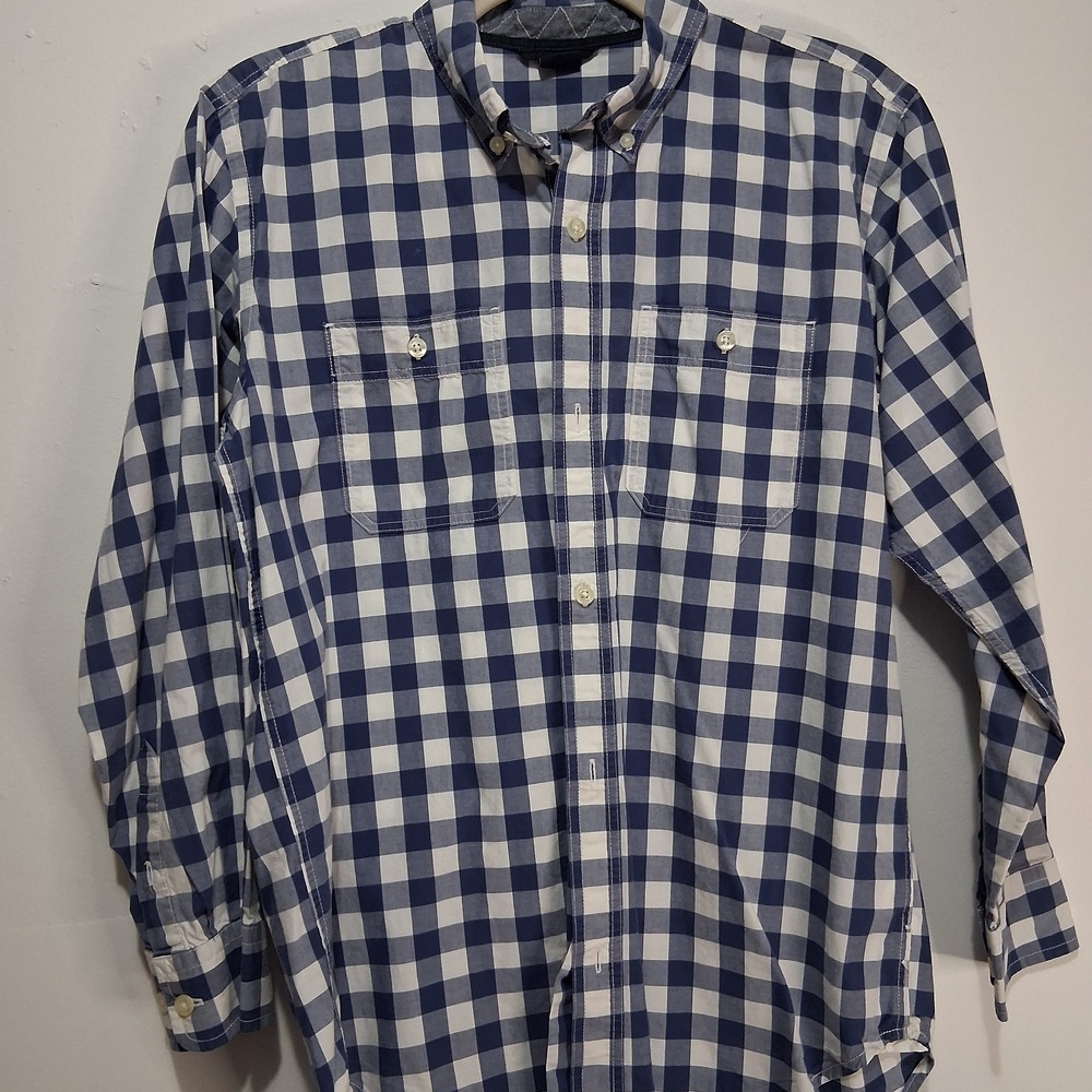Gingham Check Button Down Shirt, Long Sleeve, Casual, Boys XXL